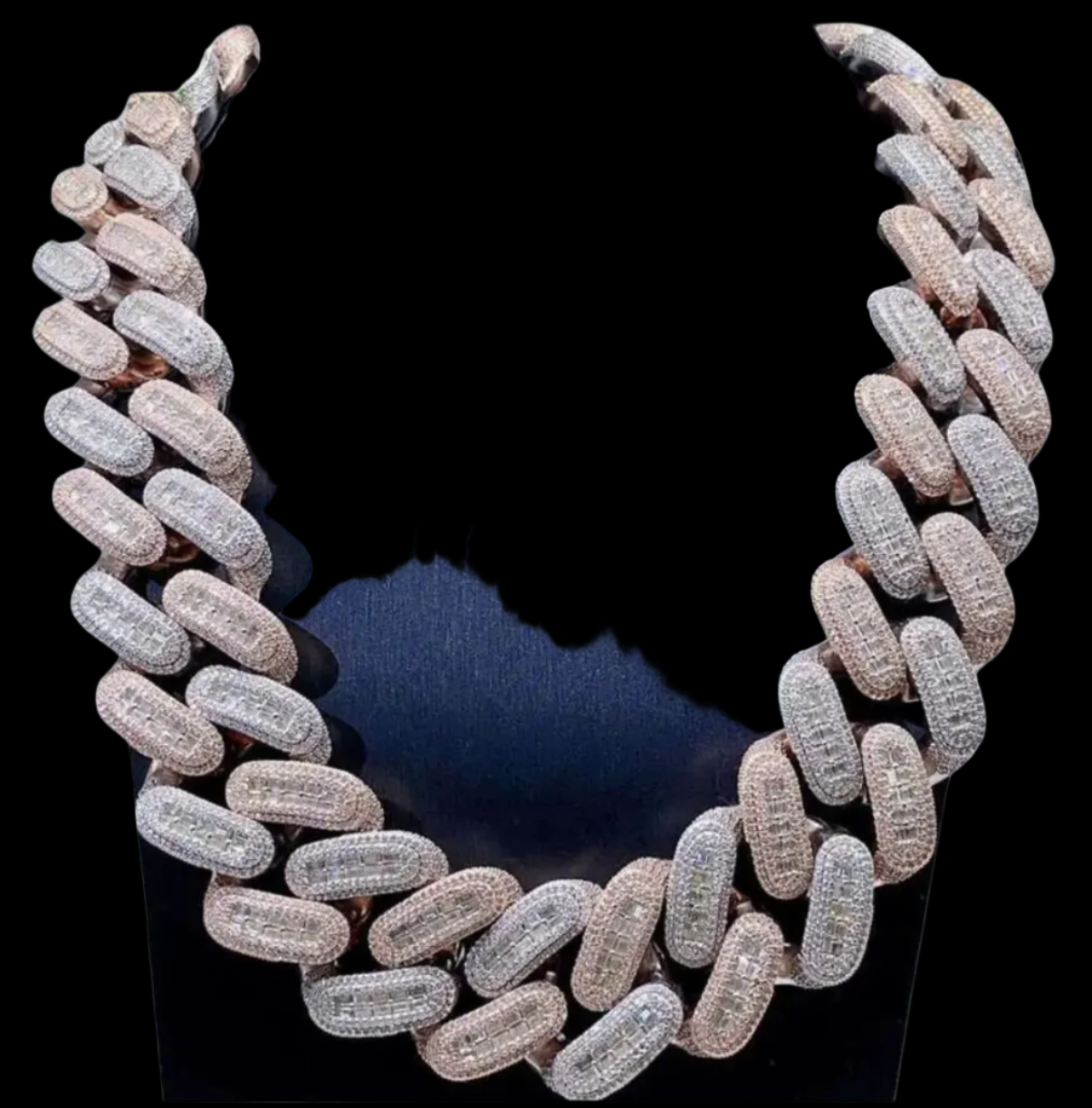 925 Sterling Silver Baguette Moissanite Cuban Chain Necklace