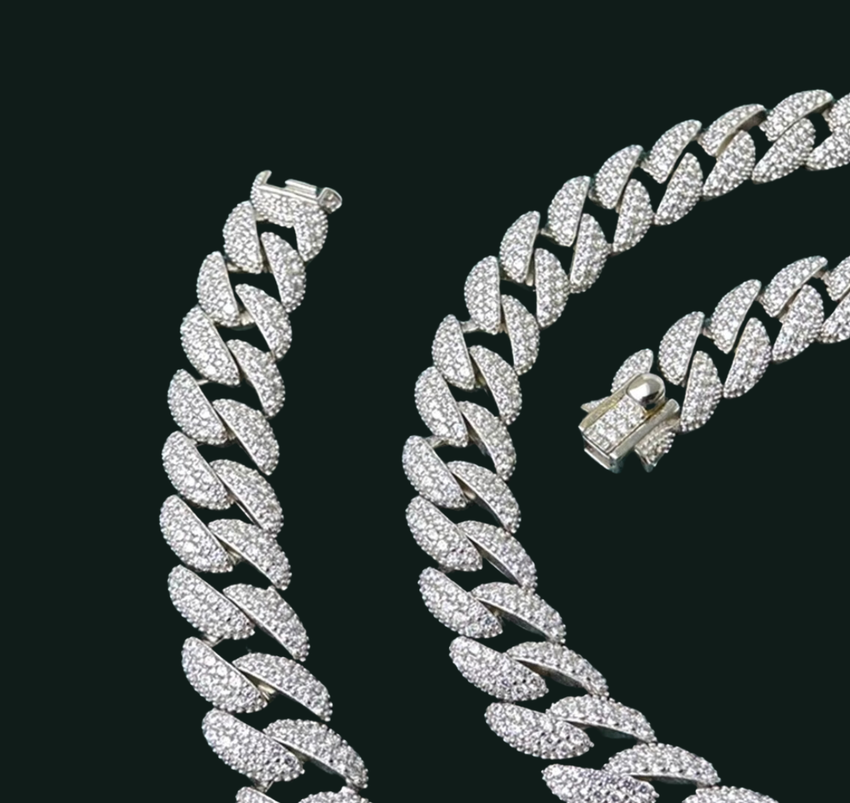 925 Sterling Silver Sparkling Moissanite 8MM Diamond Miami Cuba 8MM Chain