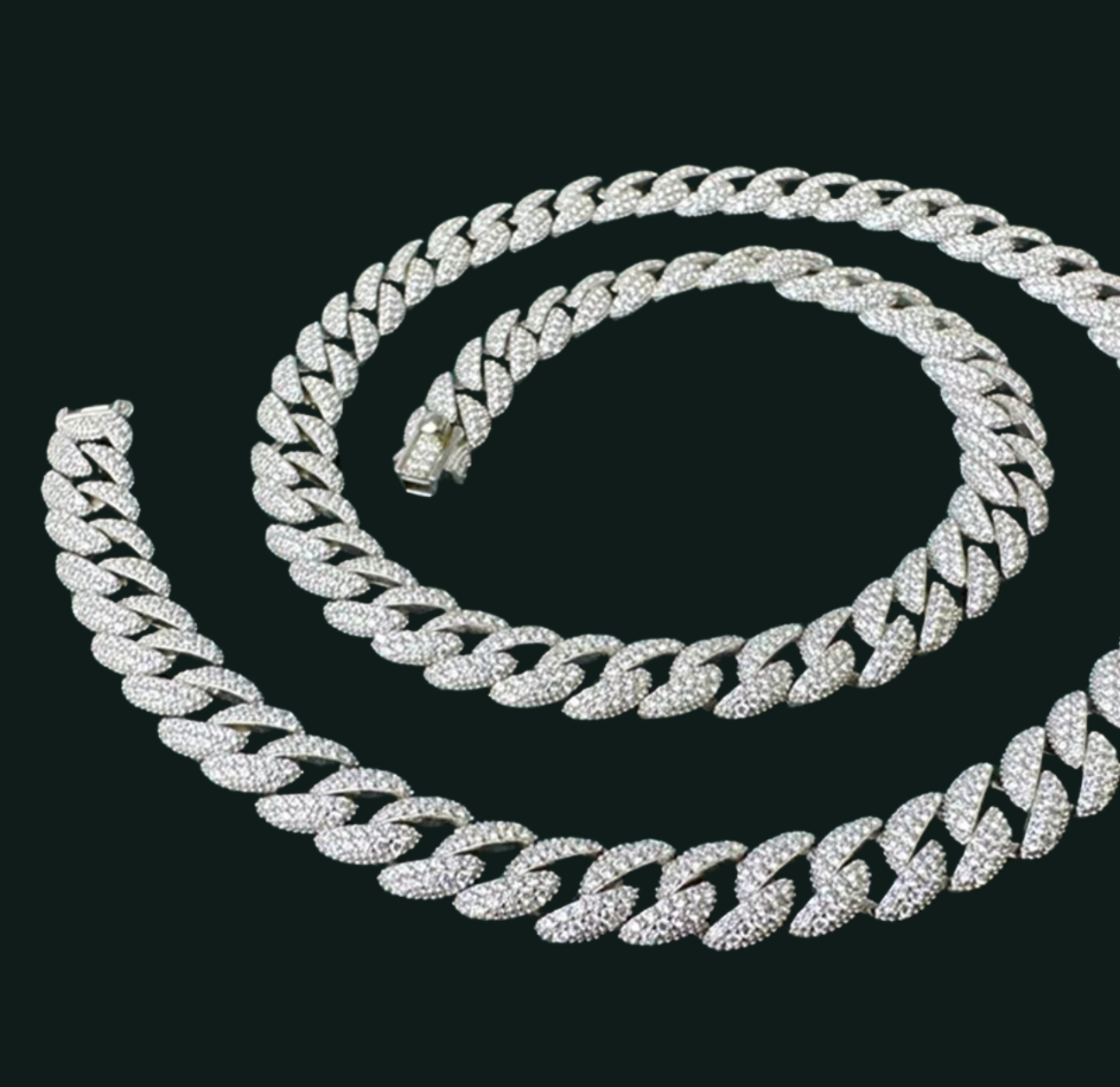 925 Sterling Silver Sparkling Moissanite 8MM Diamond Miami Cuba 8MM Chain