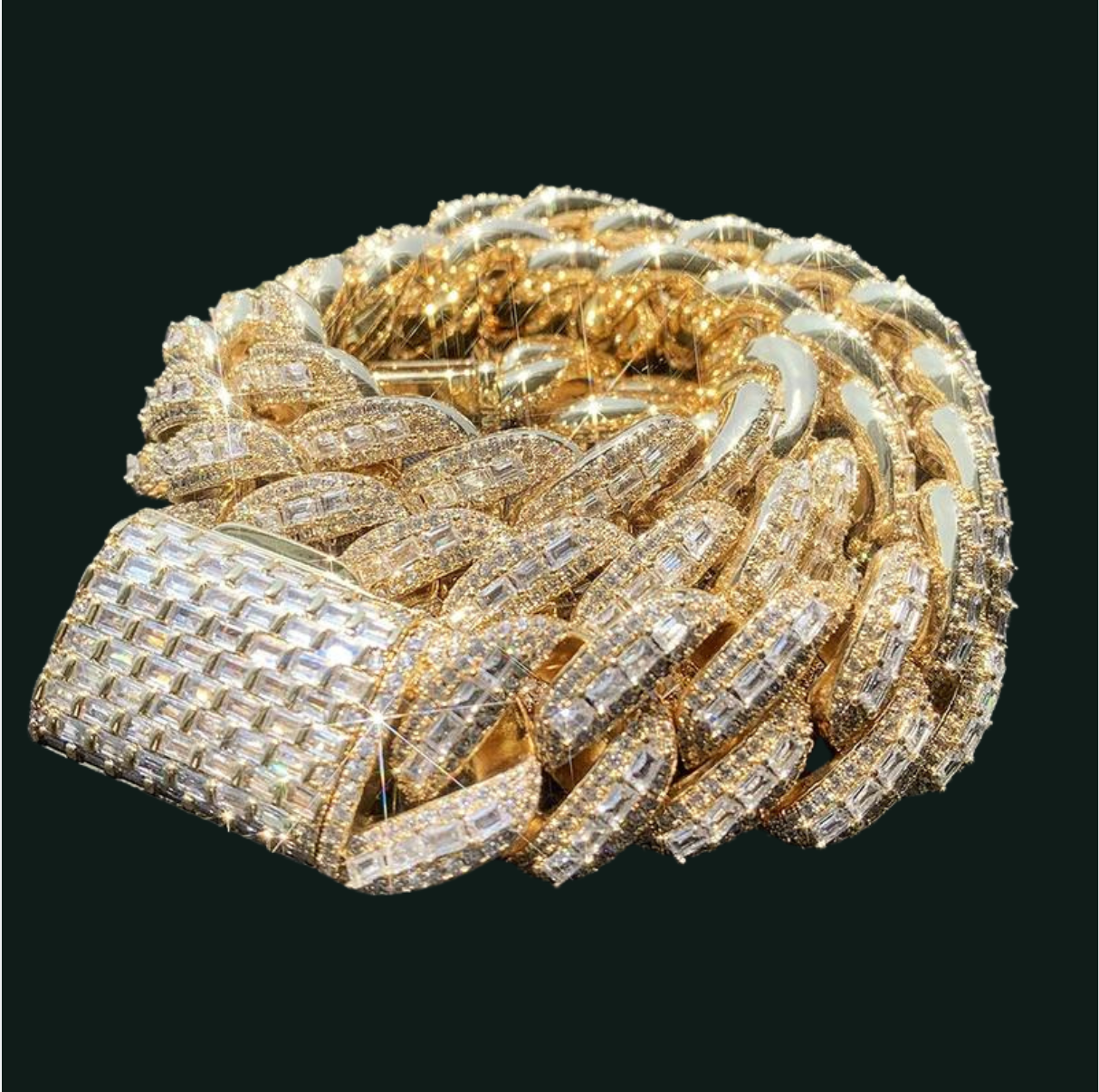 Iced Out Heavy Solid round Cuban Link Bracelet