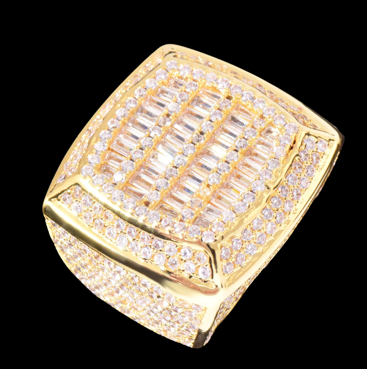 Baguette Cut Square Iced Out Men Ring