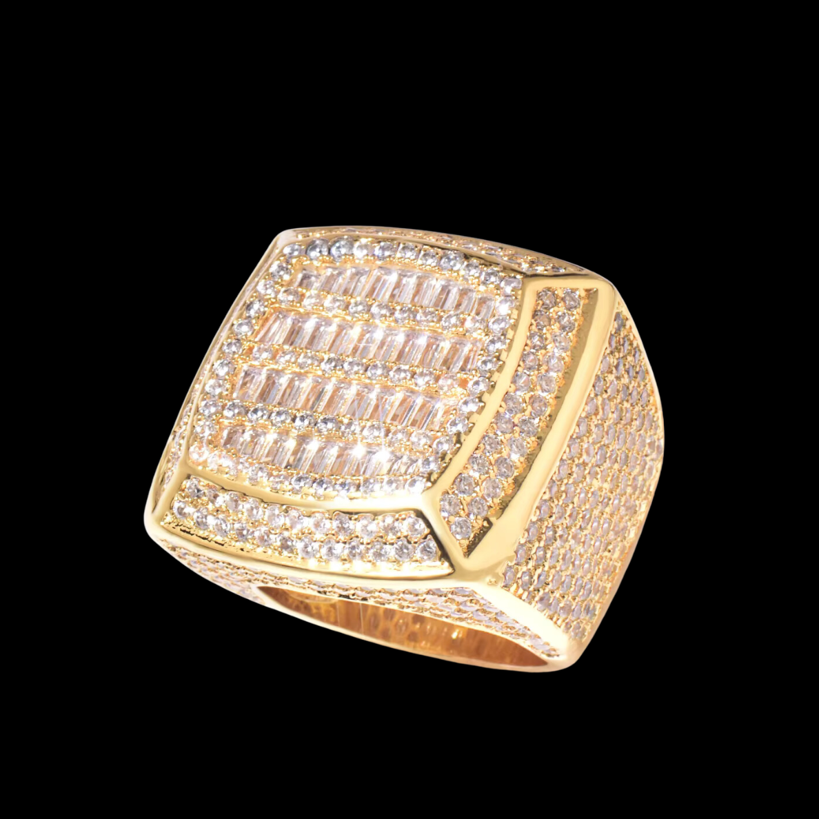 Baguette Cut Square Iced Out Men Ring