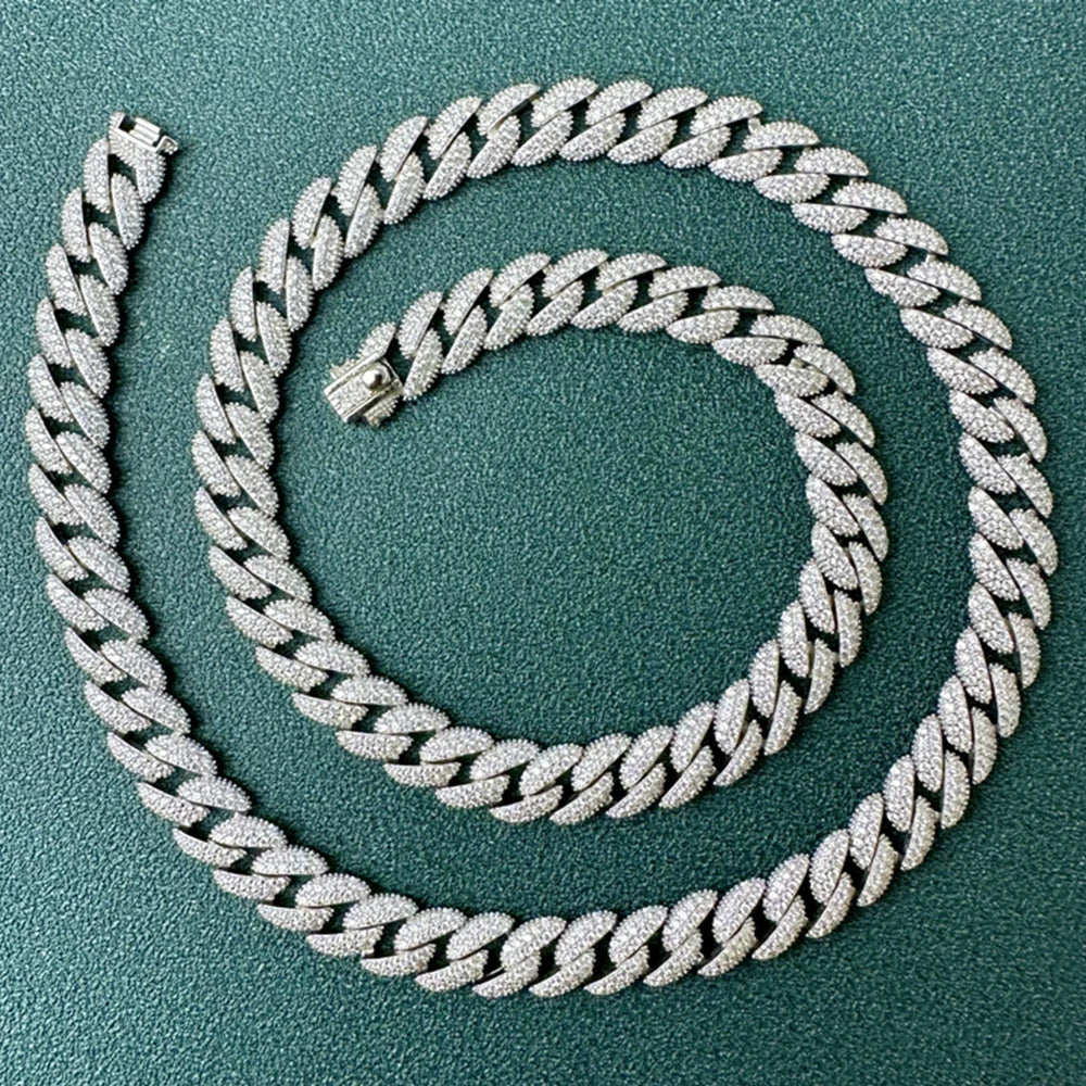 925 Sterling Silver Sparkling Moissanite 8MM Diamond Miami Cuba 8MM Chain