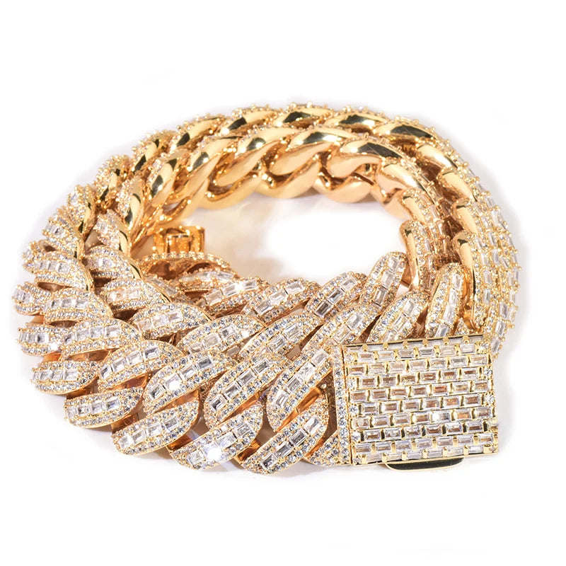 Iced Out Heavy Solid round Cuban Link Bracelet