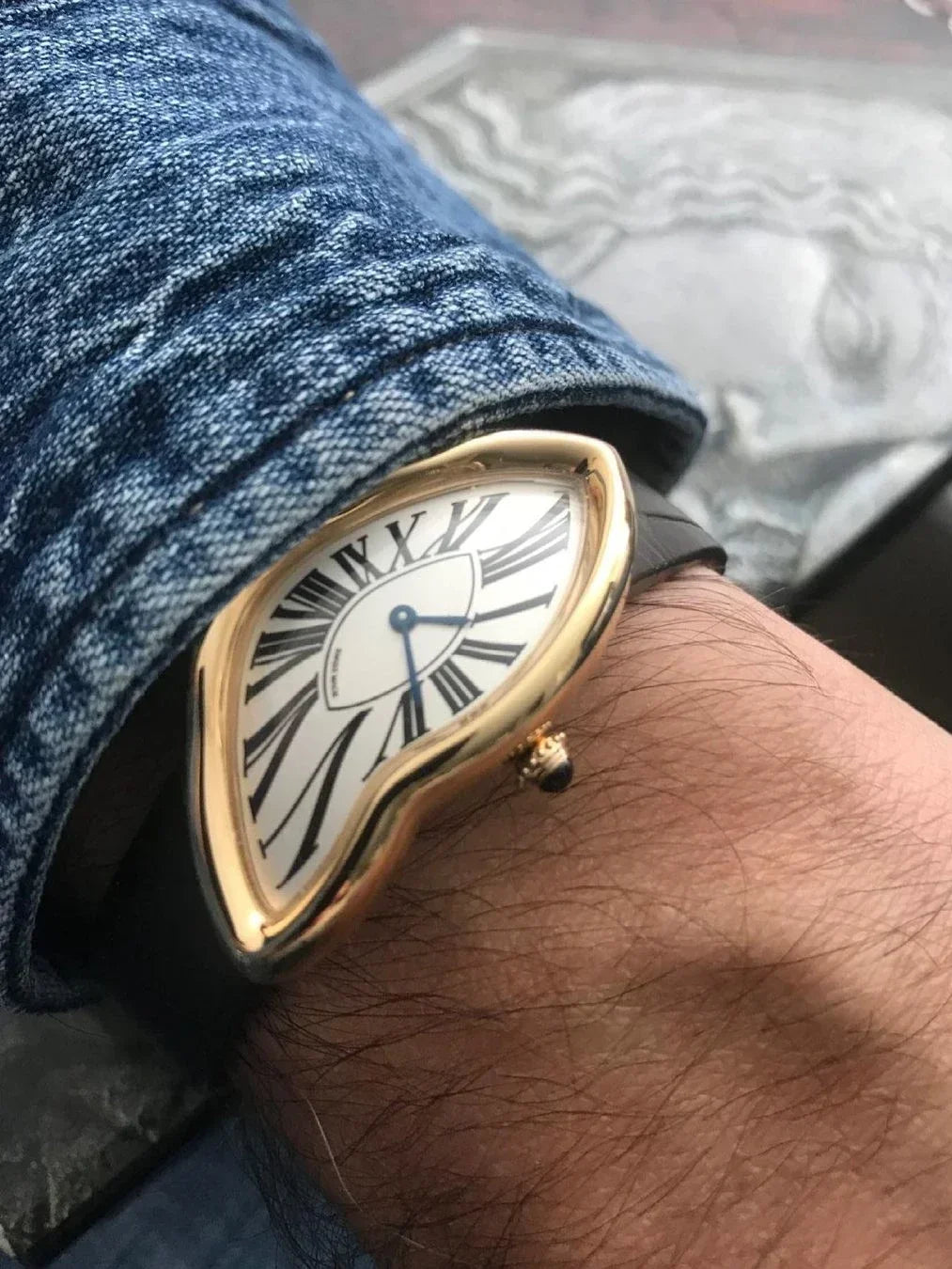 Crash Melt Leather Strap Watch