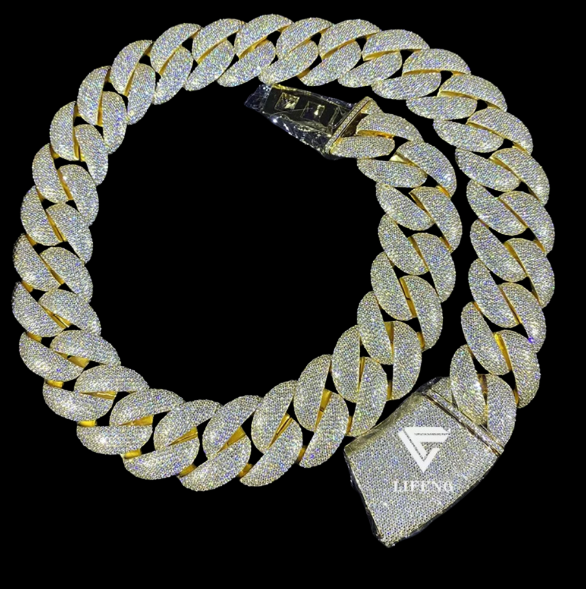 18K Gold Plated VVS Moissanite Miami Cuban Link Chain Iced Out Hiphop Men Cuban Necklace