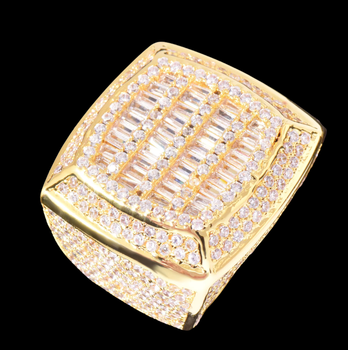 Baguette Cut Square Iced Out Men Ring 