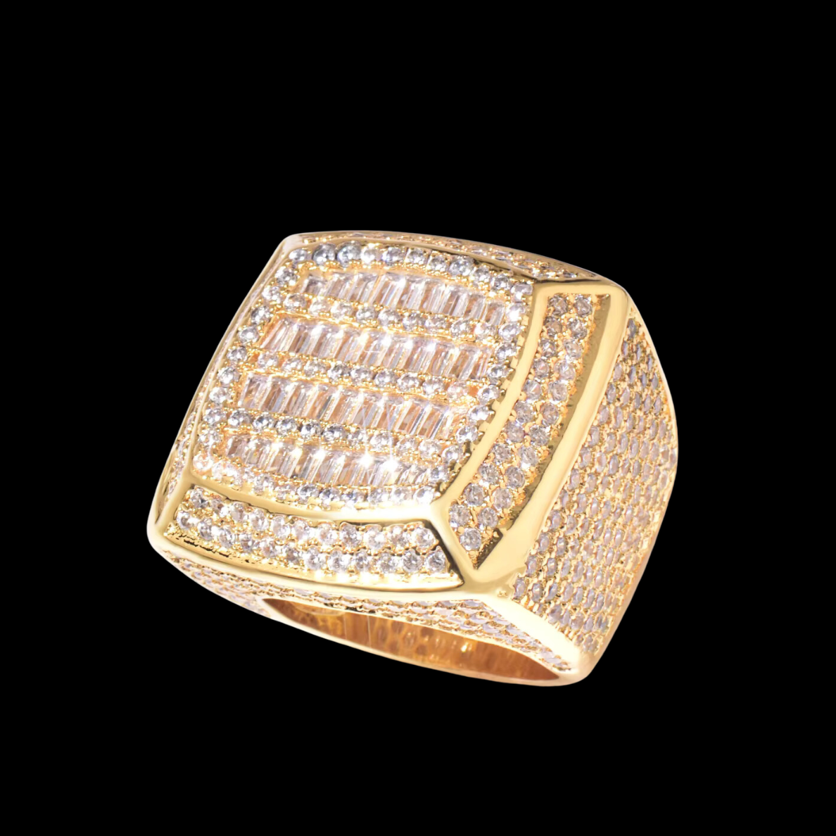 Baguette Cut Square Iced Out Men Ring 