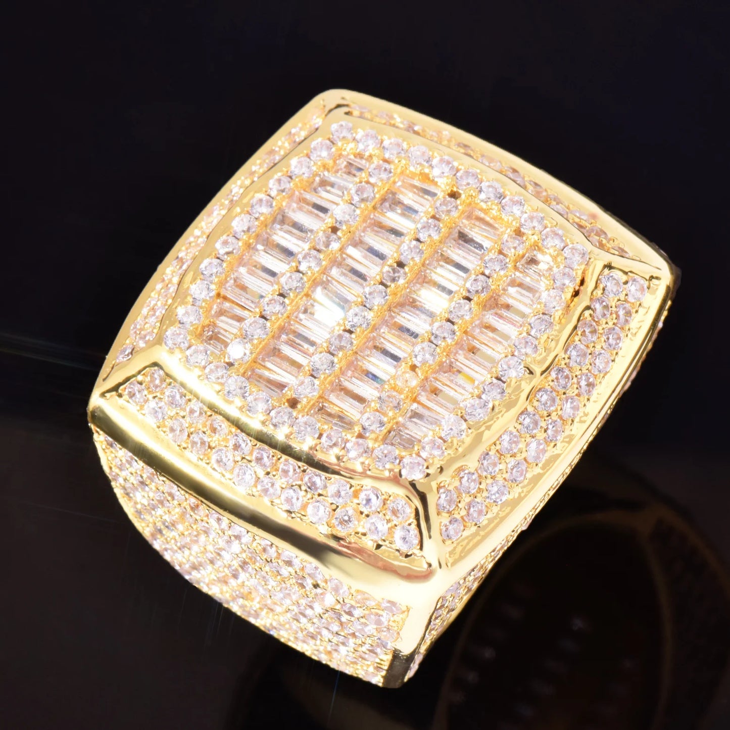 Baguette Cut Square Iced Out Men Ring 