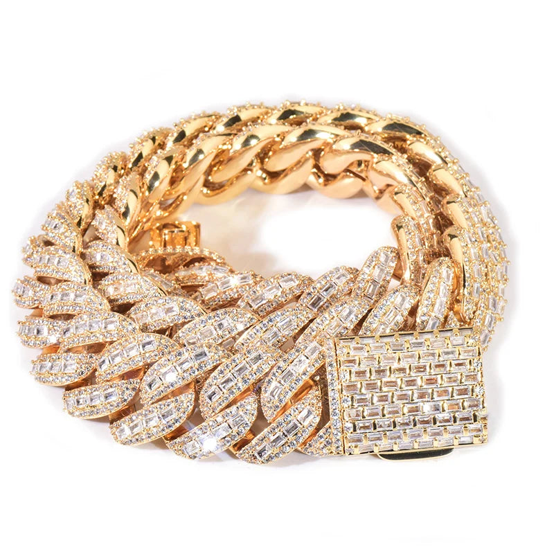 Iced Out Heavy Solid round Cuban Link Bracelet 