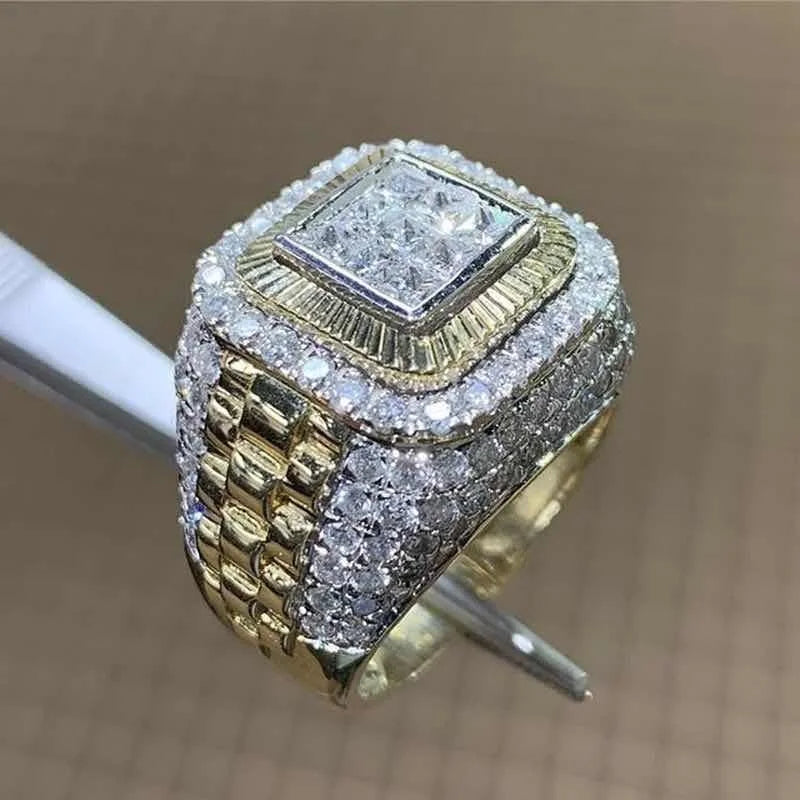 Domineering Gold iced out ring